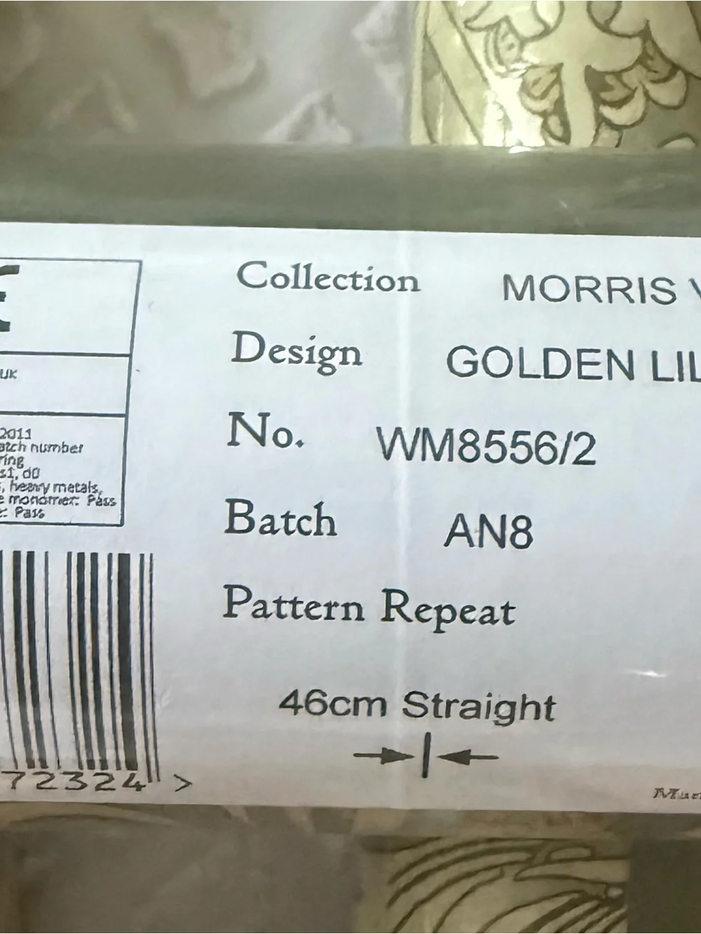 Morris & Co Golden Lily Wallpaper (2) rolls avail Green NWT Retails $432 each